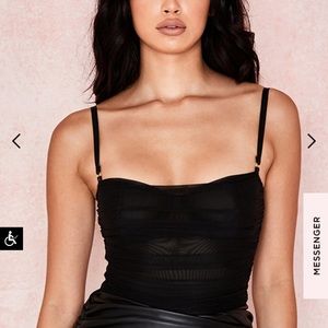 PEARL 
BLACK RUCHED MESH BODYSUIT